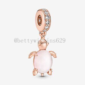 Pandora Murano Glass Pink Sea Turtle Dangle Charm